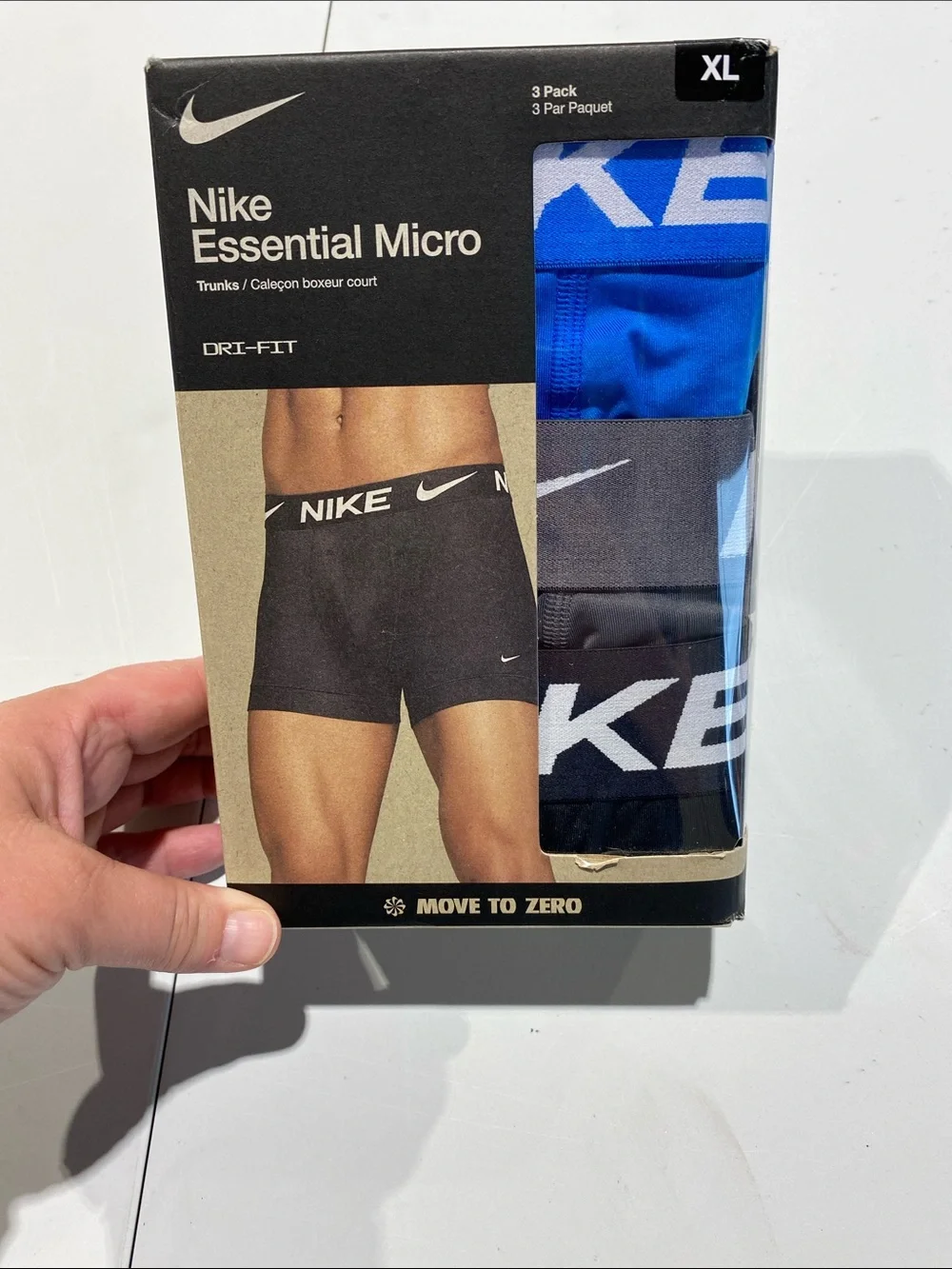 Nike Essential Micro Trunks 3-Pack — Blue & Black. NIB. Size XL